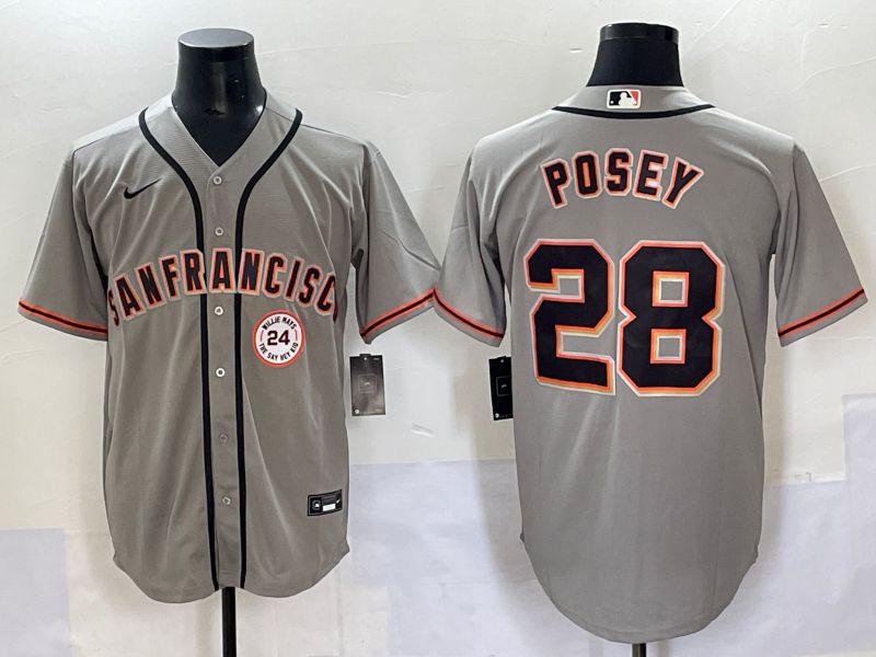 Men 2025 San Francisco Giants #28 Posey Grey Game Nike MLB Jersey style 44